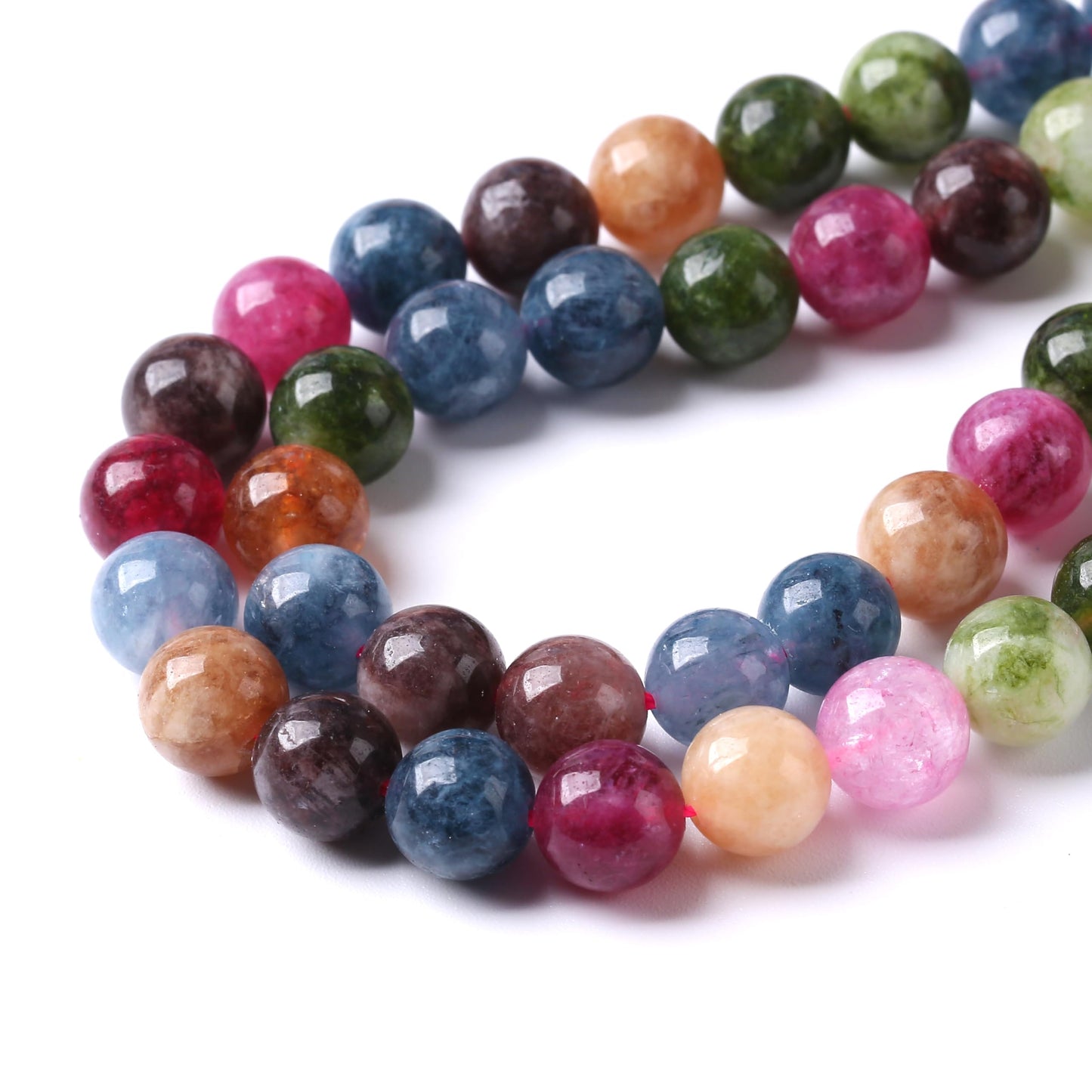 45pcs 8mm Natural Colorful Tourmaline Jade Stone Beads Round Loose Crystal Healing Energy Beads for Jewelry Making DIY Bracelet Necklace Earrings 15"(8mm, Colorful Tourmaline)