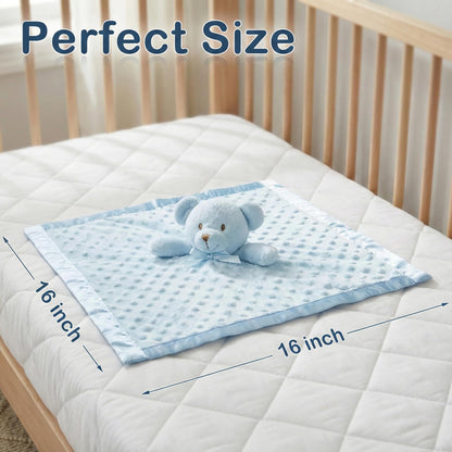 Pro Goleem Teddy Bear Lovey Baby Security Blanket for Boys and Girls Unisex Soft Lovie Baby Gifts for Newborn Toddler Snuggle Toy Stuffed Animal Blue 16 Inch