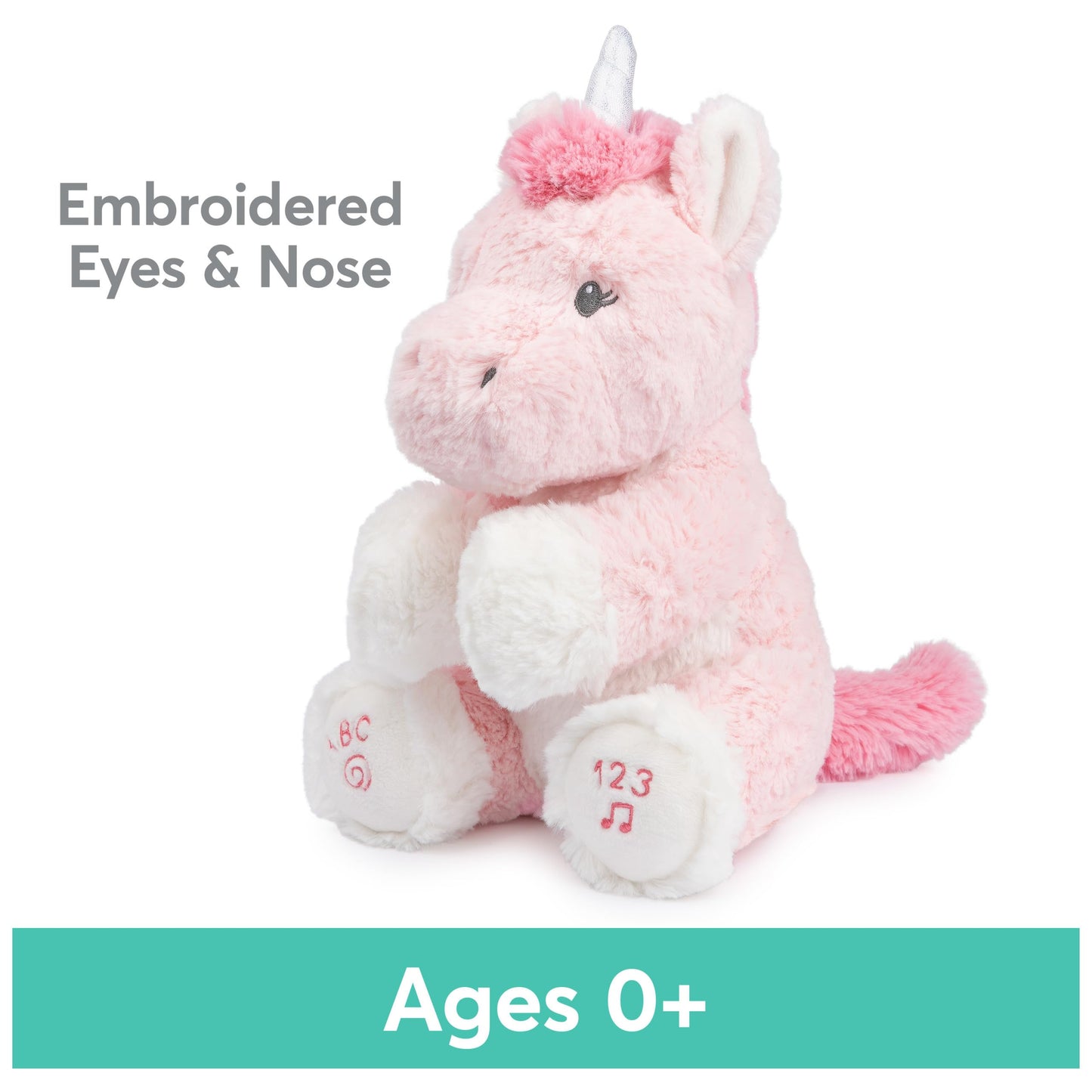 GUND Baby Alora The Unicorn Animated Plush, Singing Stuffed Animal Sensory Toy, Sings ABC Song and 123 Counting Song, Pink, 11”