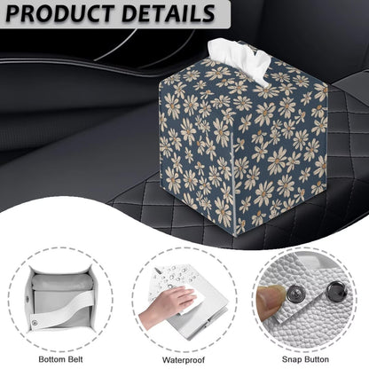 Jnoscergon Decorative Tissue Box Cover Daisy Printed Tissue Box Holder Waterproof Stain-Resistant Furniture Decor