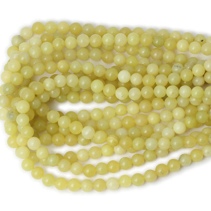 CHEAVIAN 45PCS 8mm Natural Yellow Lemon Jade Gemstone Round Loose Beads for Jewelry Making DIY Findings 1 Strand 15"