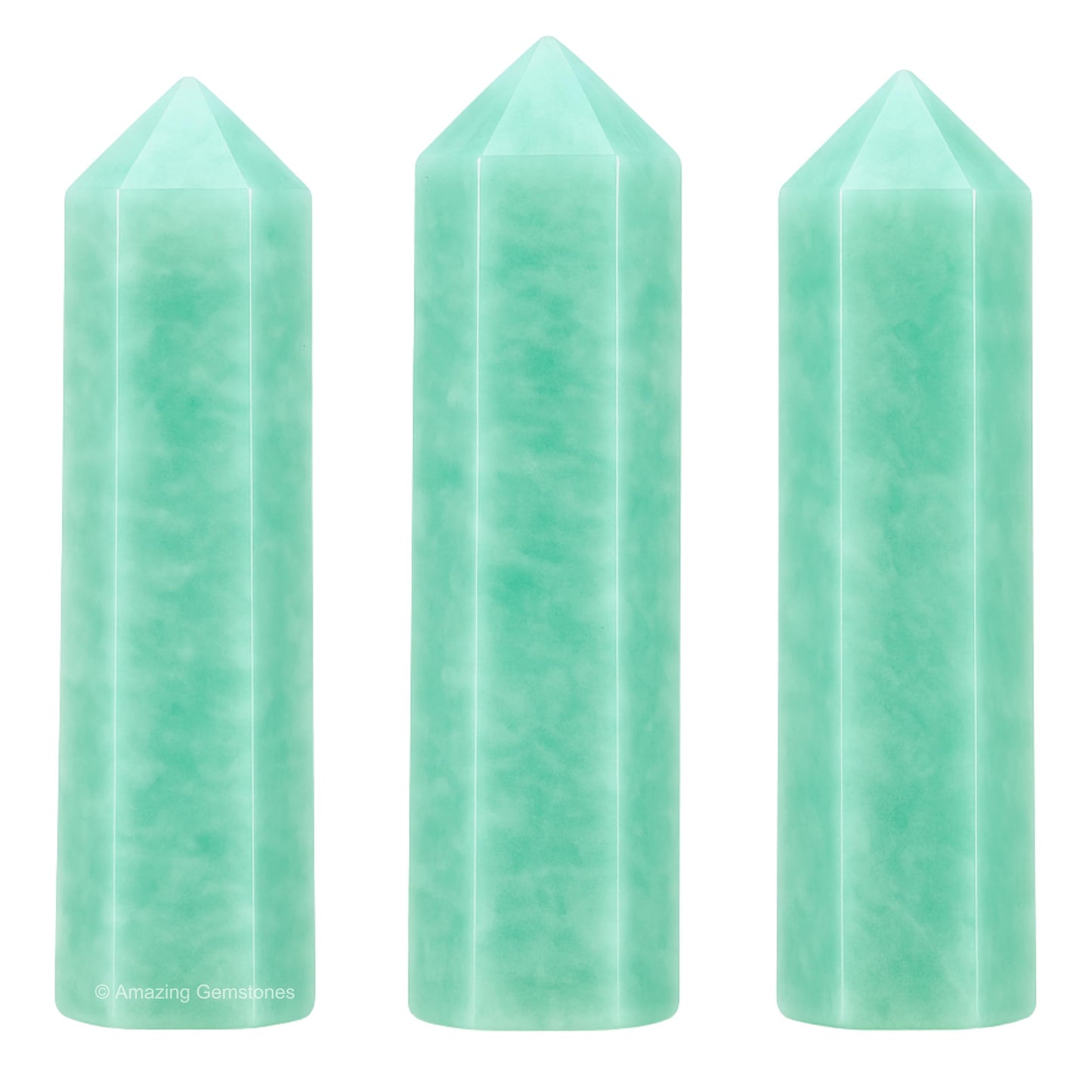 Amazing Gemstone Amazonite Crystal Points Bulk Healing Crystals and Stones - Pack of 3 Single Terminated Healing Wand Point Bulk Crystals for Crafts, Crystal Grid, DIY Work - Premium Crystals