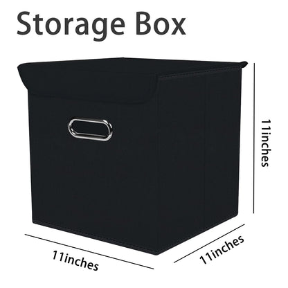 DABEACT Fabric Storage Cube Bins with Lids Closet Organizers collapsible storage bins basket with Handles for Home,Storage Boxes for Organizing,1 Pack,(Black)