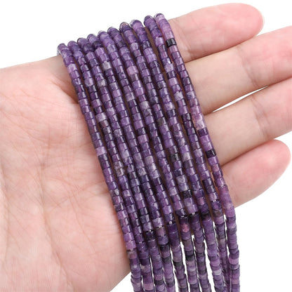 BEADIA Natural Amethyst Spacer Beads Caps Flat Round Loose Beads for Beading Jewelry Making 3mmx2mm 38cm