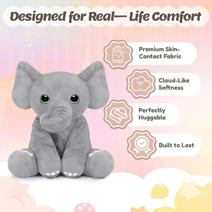 BRICHOEE 5lbs Weighted Stuffed Animals, Elephant Plush Sensory Weighted Elephant Stuffed Animals, Cute Plush Toy Calming Plushie Pillow Birthday Gifts for Adults Baby Kids Boys Girls