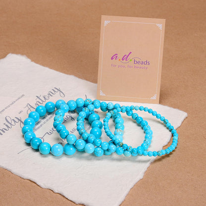 AD Beads Handmade Gemstone Stretch Elastic Bracelet Crystal Healing Reiki Nature's Beauty and Spiritual Essence Unisex (8mm, Blue Turquoise (Great Wisdom))