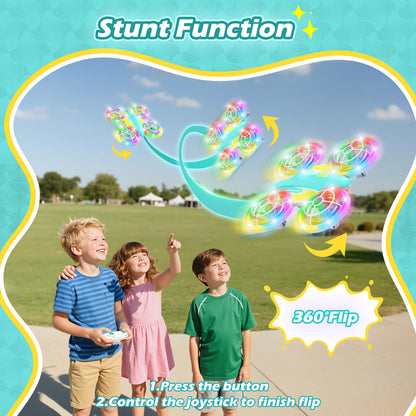 FUNPX LED RC Drone for Kids 6+, Christmas Birthday Gift for Boys & Girls with Remote Batteries, 360° Flip, High Speed Mode, 45 Min Flight Indoor and Outdoor Flying Toy - Blue Yellow