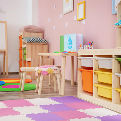 BalanceFrom 16-Pack 12x12 Inches EVA Interlocking Foam Play Tile Mat, Pink/Purple/Beige – 0.4-Inch Thick Non-Slip Puzzle Flooring for 16 Square Feet in Playroom, Nursery, or Playpen at Home