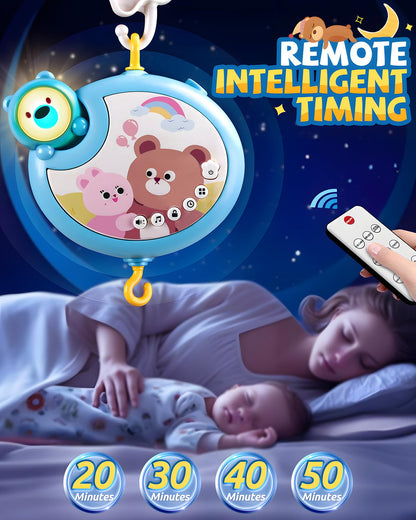 RSEPD Crib Mobile With Music And Lights, Mobiles For Cribs, Baby Mobile Arm Toys Hanging For Bassinets Girls Boys, Nursery Musical Space Portable Infant Mobiles Clip On Pack And Play Hanger 0-6 Months