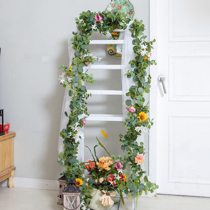 Naidiler Eucalyptus Garland with Flowers, Spring Decor for Mantle, Wedding Arch & Fireplace