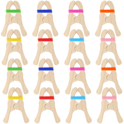 Norcoin 16 Pack Wooden Blanket Fort Clips with Silicone Bands Wood Play Clips for Kids Fort Building Kit for Creative Play Crafts and Classroom Activities