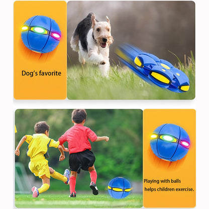 Magic Ball, Flying Saucer Bouncy Ball - Two Modes to Switch Freely, 6 LED Lights, Parent-Child Interaction, Indoor and Outdoor Holiday Games (Green + Blue + Purple + Red + Pink + Cyan)