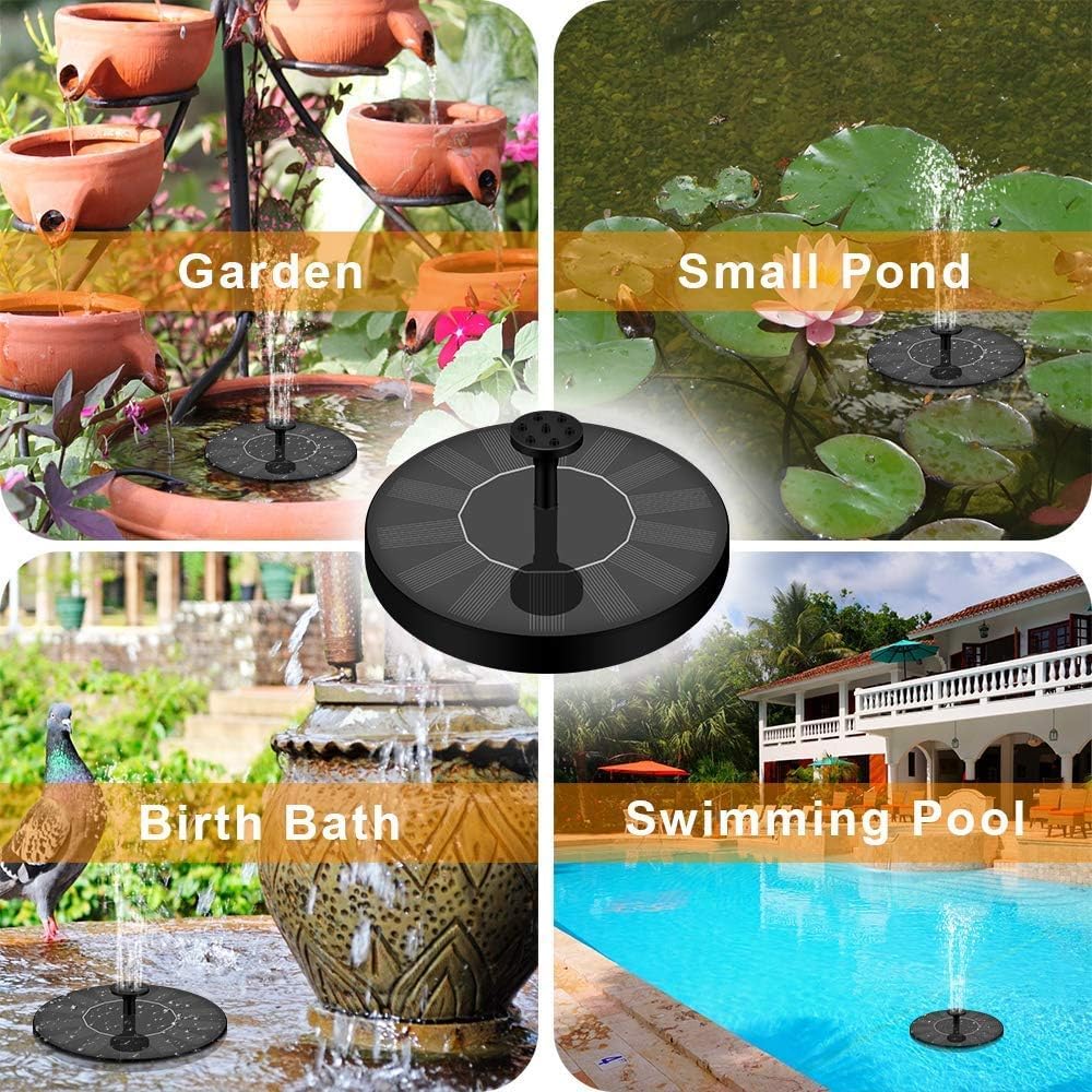 Joyday Solar Fountain, Bird Bath Fountain Pump with 8 Nozzles, Floating Solar Powered Water, Outdoor Freestanding DIY Submersible for Pond Pool Patio Garden Fish Tank, Aquarium Decor