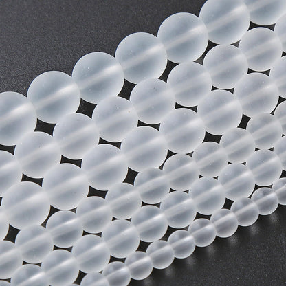 180pcs 4MM Matte White Crystal Glass Natural Stone Beads Round Loose Crystal Energy Beads for Jewelry Making DIY Bracelet Necklace 2 Strands 32"