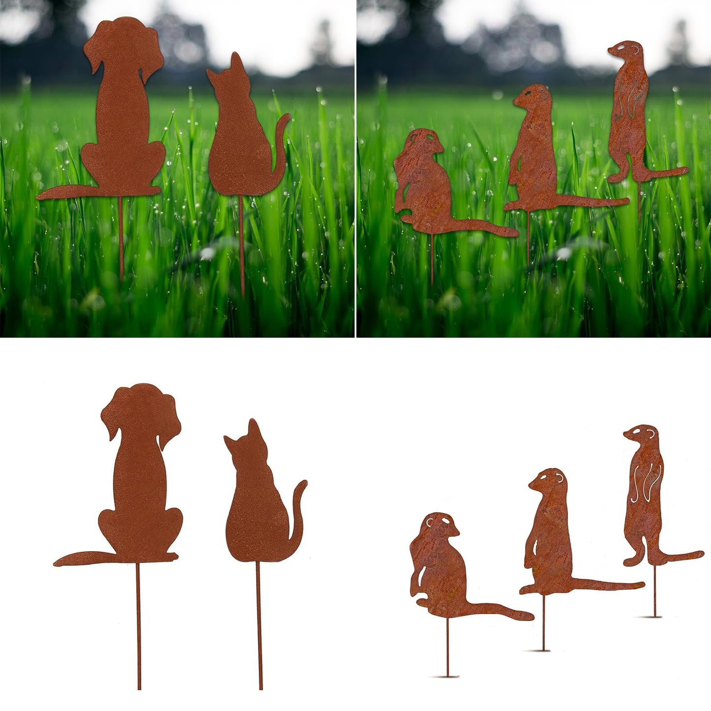 QWQJ Metal Animal Yard Decors Arden Art Rusted Animals or Outside Decorations Outdoor Decorative Stake Lawn Accessory