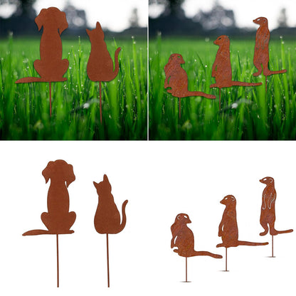 QWQJ Metal Animal Yard Decors Arden Art Rusted Animals or Outside Decorations Outdoor Decorative Stake Lawn Accessory