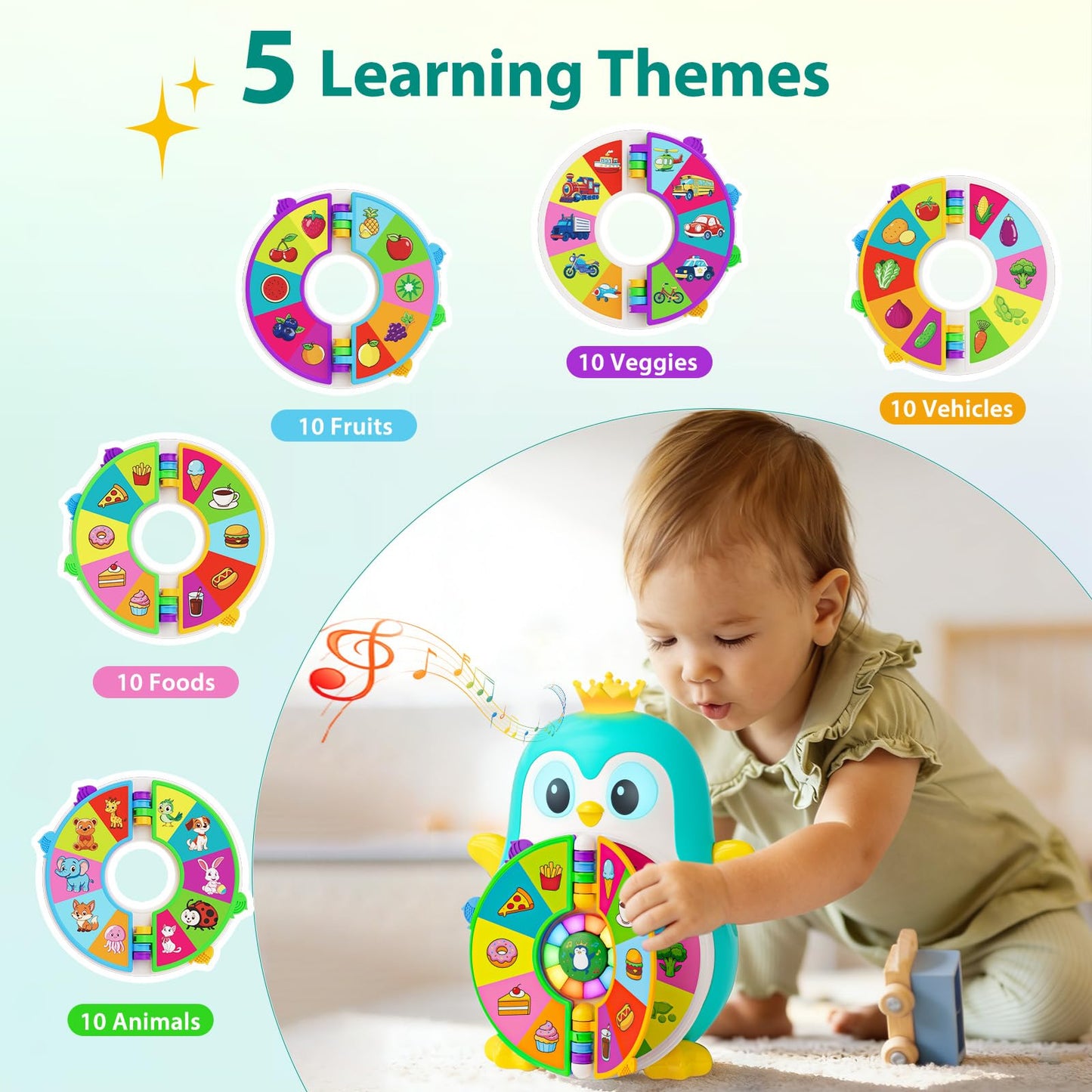 Toys for 1 Year Old Boy, Musical Penguin Learning Toy for Toddlers 1-3, Interactive Educational Toy with Lights & Sounds, First Birthday Gifts for 1 2 Year Old Boys Girls, Baby Toys 12-18 Months