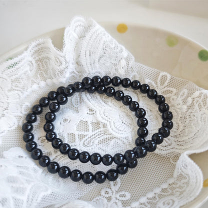 CHCCOYE 6mm Natural Healing Gemstone Bracelet Handmade Yoga Stretch Elastic Bracelet Stress Relief Crystal Jewelry for Men and Women (6mm, Black Onyx)