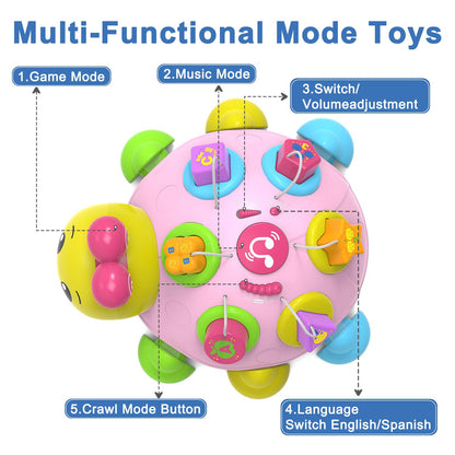 Holaxander Baby Musical Ladybug Crawling Toys,Baby Toy 6-12 Months with Light-up Music, Early Educational Learning Toy, Infant Gift Toys for 7 8 9 10 11 Months 1-2 Years Old Newborn Girls (Pink)
