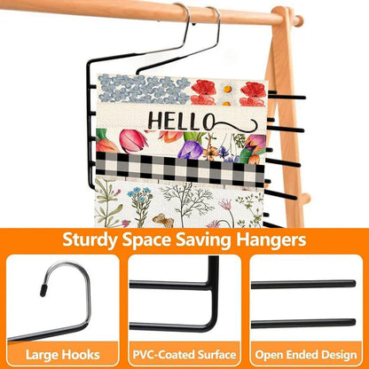 5 Pack 5-Tier Garden Flag Hangers, Garden Flag Storage Heavy Duty Multi Layers Space Saving, Organizer Holder, Non-Slip Open-Ended Design for Garden Flags, Pants, Jeans, Ties & More (Black)