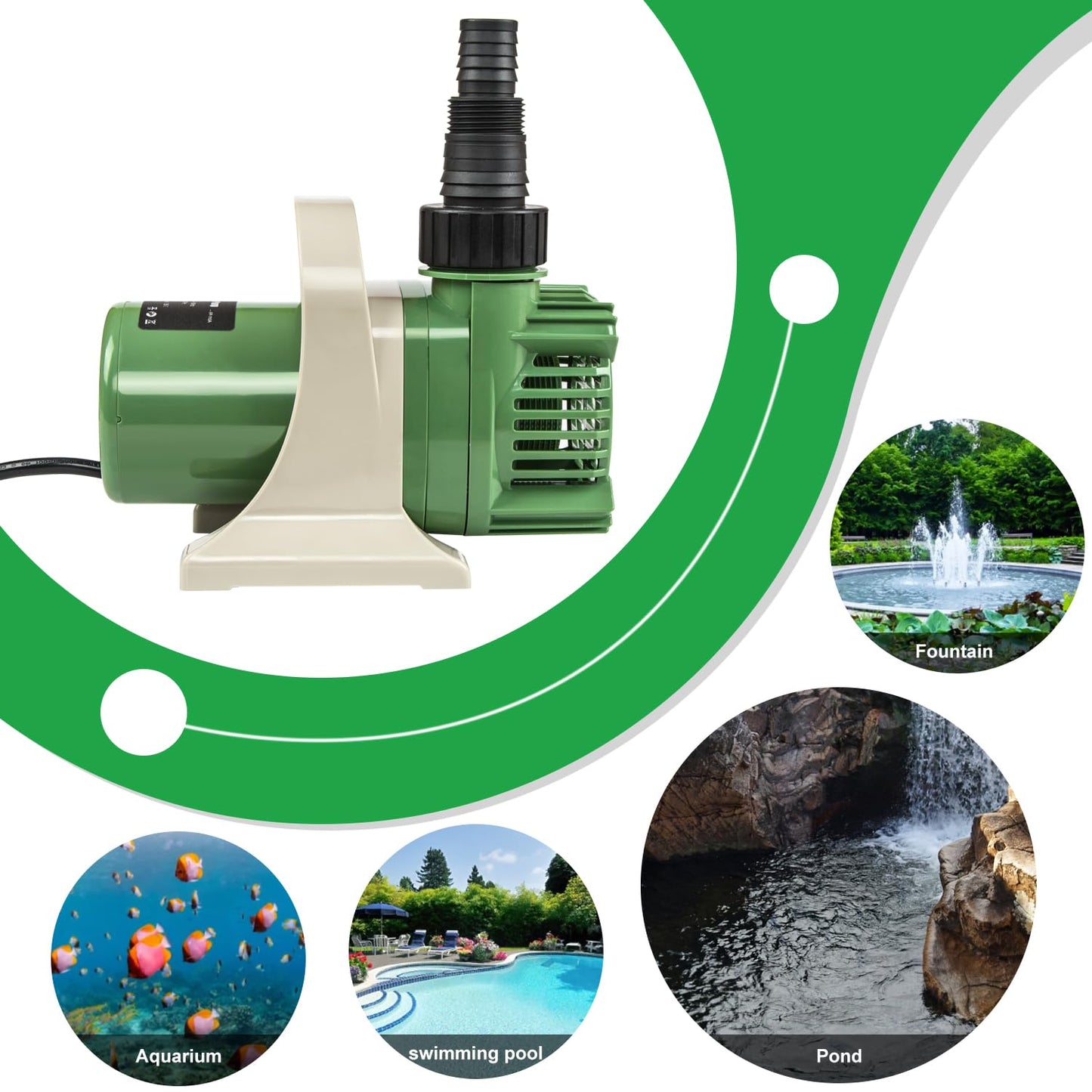 Prostormer 1/10HP Submersible Pond Pump, 3300GPH High Flow Water Pump with 9ft Lift Height, Garden Pumps, for Ponds, Fountains, Waterfalls, Hydroponics, Fish Tanks