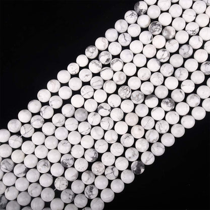 ICAI Beads 10mm Natural White Howlite Gemstone Round Loose Stone Beads for Jewelry Making DIY Crafts Design 1 Strand 15" APPR.34-36pcspcs