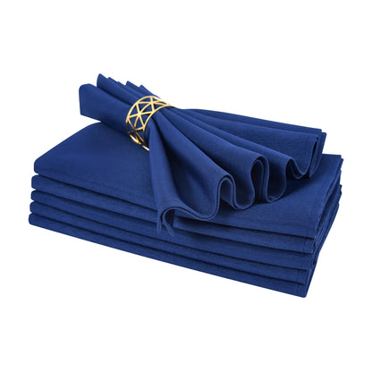 Cloth Napkins Set of 6 Washable Dinner Napkins Square 18X18 Inch Navy Blue Reusable Table Napkin with Hemmed Edges for Hotel Restaurant Wedding Party Banquet Event