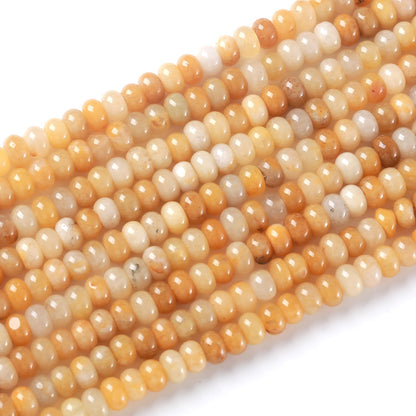 5x8mm 76pcs Natural Stone Yellow Aventurine Jade Rondelle Spacer Loose Beads Abacus Disk Stone Round Loose Gemstone Beads for Jewelry Making DIY Bracelet Necklace