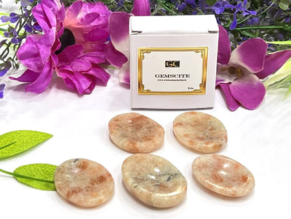Wholesalegemshop Sunstone Thumb Worry Stones Metaphysical Gemstone Crystal Healing Reiki Men Women Gift FENG Shui Positive Energy Love Wellness Palm Stones Wicca Powerful