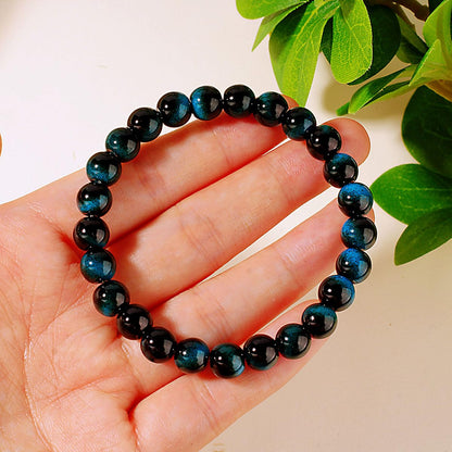 WEFRIN Evil Eye with Hematite Black Obsidian Tiger Eye Stone Triple Protection Bracelets for Men Women, Crystal Healing Stone Bracelet Bring Luck Prosperity and Happiness Jewelry (I-8mm(i))