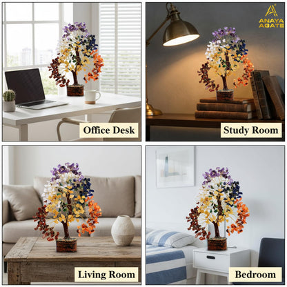 ANAYA AGATE 7 Chakra Crystal Tree of Life – Handmade Healing Crystals and Crystals and Healing Stones Money Tree for Home & Office Decor – Feng Shui Spiritual for Women