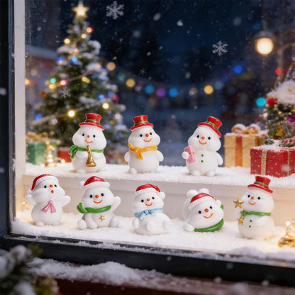 24-Piece Mini Resin Figurines Set, Winter Snowman Miniature Ornaments for Dollhouses Home Christmas Decor and DIY Craft Projects
