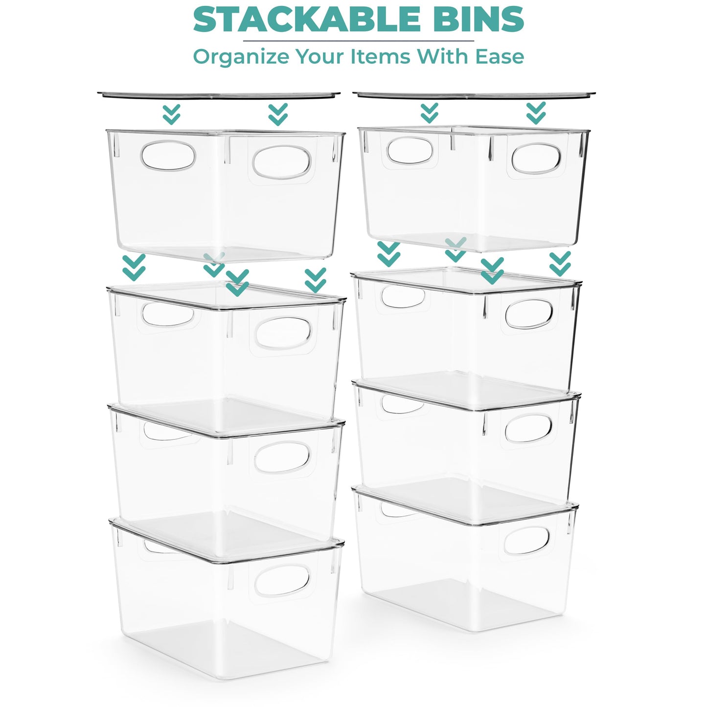 Sorbus Large Clear Plastic Bins with Lids – Stackable Organizer for Toys, Clothes, Medicine, Makeup, Closet, Art Supplies, Bathroom, Shoes – 8 Pack