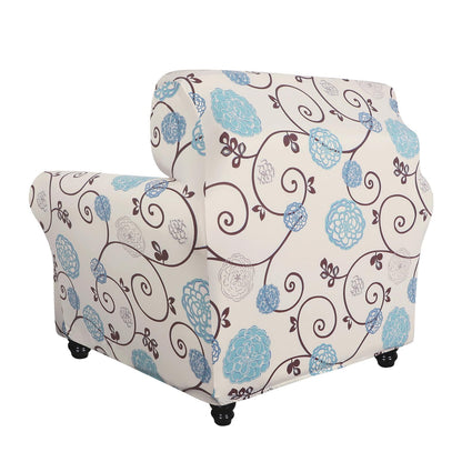 SearchI Stretch Sofa Cover Printed Couch Covers, Floral Pattern 2 Piece Armchair Slipcover with Separate Chair Cushion Cover, Washable Furniture Protector for Living Room(Armchair, Ball Flower)