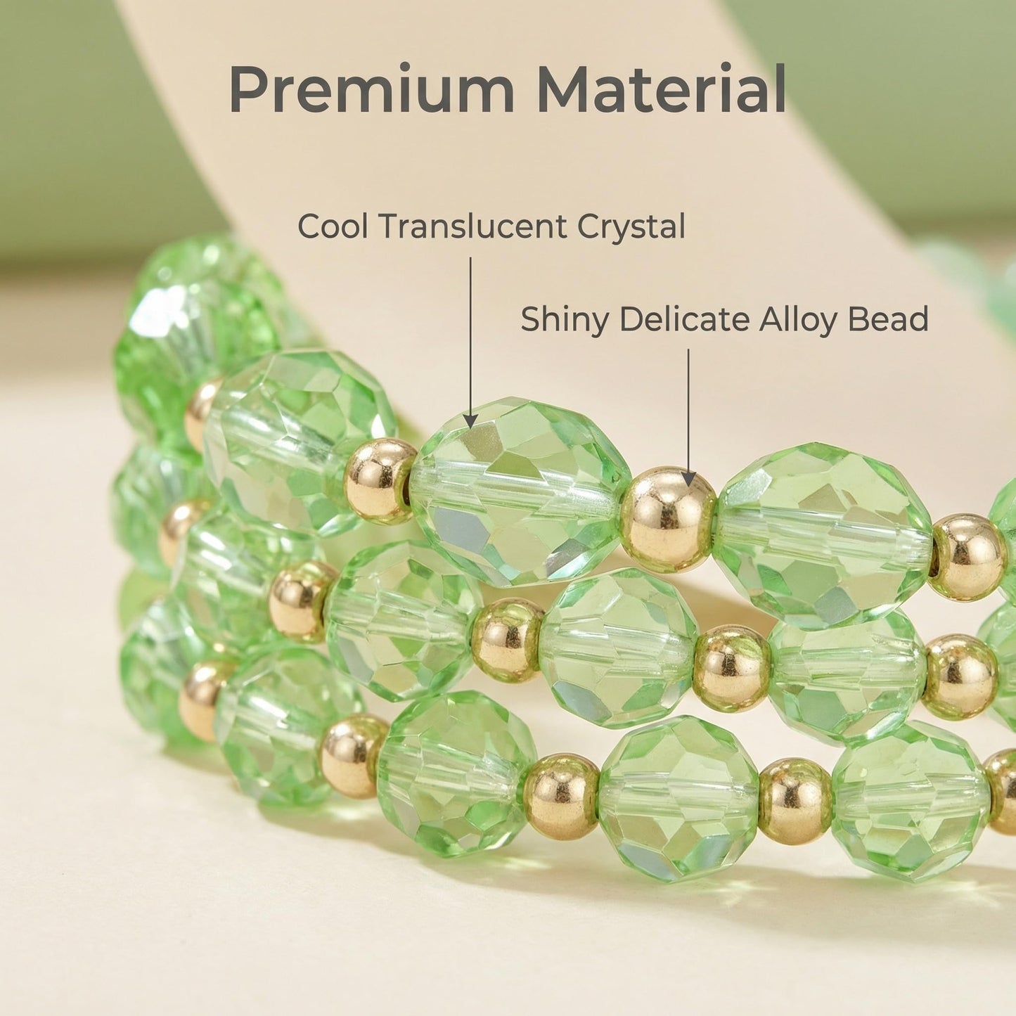 LOTSOF Boho Flower Beaded Bracelet Set for Women - Multilayer Crystal & Flower Charm Stackable Bracelets, Fashion Jewelry Gift for Her (Green)