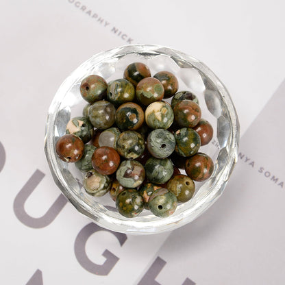 65Pcs 6mm Birdeye Rhyolite Natural Round Loose Real Stone Beads Gemstone Genuine for DIY Hand Made Craft Jewelry Bracelet Earring Necklace String Making Energy Healing Power