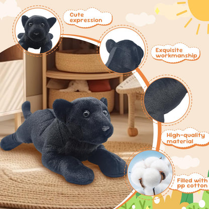 Gisqis Black Panther Stuffed Animal 23.6" Jaguar Stuffed Animal Cute Black Panther Plush Realistic Jungle Stuffed Panther Toy Pillow Soft Plush Toy Birthday for Kids Boys