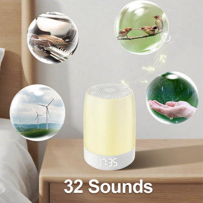 Reajoy White Noise Machine Alarm Clock for Baby Adults Kids with 32 Soothing Sounds 8 Colors Rainbow Breathing Light，Toddler Sleep Trainer with Timer, App Remote Control，Bluetooth Playback for Bedroom