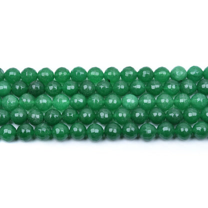 HAAMIIQII 8mm Dark Green Jade Faceted Round Stone Spacer Beads, Loose Gemstone Beads for Jewelry Making, DIY Bracelet, Necklace, Healing Crystal 14 Inch (45pcs)