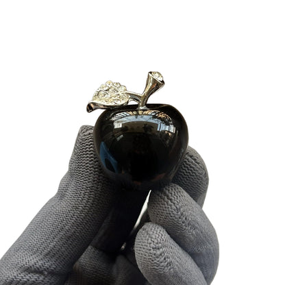 Sunshcat Natural Black Obsidian 1.18 Inchs Apple Crystal and Healing Stone Statues,Room Decoration Christmas Decorations Thanksgiving Gifts Office Gifts Collectibles
