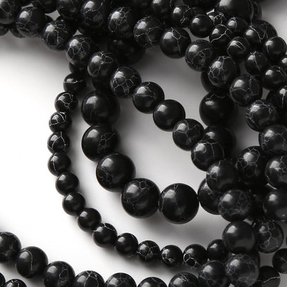 Black Turquoise Stone Beads for Jewelry Making Gemstone Round Crystal Bracelet Necklace 1 Strand 15.5inch 35PCS 10MM