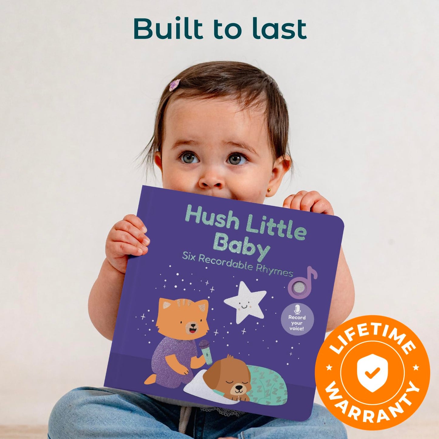Cali's Books Hush Little Baby Recordable Music Book Toddlers 1-3 Years Old - Lullaby Rhymes Musical Book, Headphone Jack, Interactive Sound Book, Voice Recording Song Toy Children Girls Toddler Boys