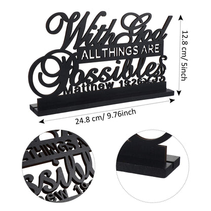 Jetec Inspirational Table Art with God All Things Are Possible Positive Sign Home Table Decoration, Motivational Centerpieces Letter Sign Wooden for Faith Motivational Decor (with Lord Possible)