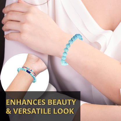 ANAYA AGATE Healing Crystal Bracelet – Chic Gemstone Bracelet for Men and Women – 8mm Round Bead Bracelets for Spiritual Healing, Protection, Positive Energy - Turquoise