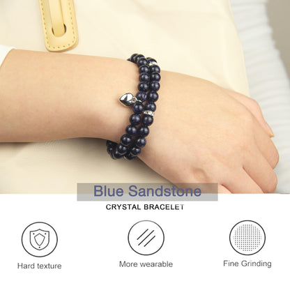 GDLKPYHS Healing Bracelets for Women - Blue Sandstone Bracelet - Healing Prayers Crystal Bracelet, 8mm Natural Stone Stress Relief Yoga Beads Get Well Soon Gifts