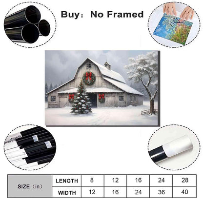 Canvas Wall Art Weathered Barn Christmas Canvas Modern Farmhouse Decor Modern Farmhouse Wall Art Rural decor Seasonal Decoration 20x30in-UnFramed