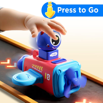 iPlay, iLearn Press to Go Car Toys for Toddlers 1-3, Baby Airplane Race Cars, Infant Push Go Play Vehicle Set, Boys Pull Back Friction Car for 6-9-12-18 Month, 1st Birthday Gift for 1-2 Years Old Kids
