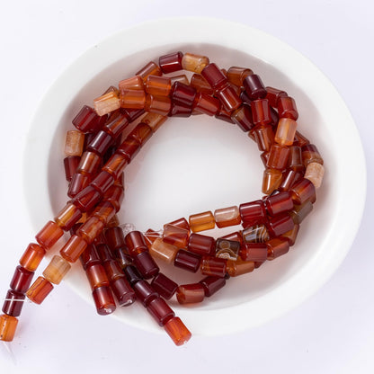 Natural Red Agate Cylinder Tube Beads 10x14mm 38cm/str Loose Semi Gemstone Stone Beads for Making Bracelets Necklace