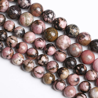 8MM 45PCS Natural Stone Black Rhodochrosite Gemstone Beads for Jewelry Making DIY Bracelet Necklace Semi Precious Beads