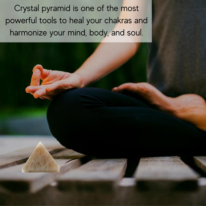 Amazing Gemstone Cream Moonstone Pyramid Crystal Healing Stones - 1" Great Pyramid Figurine of Natural Stone Pyramid for Meditation, Reiki, Chakra Balancing and Crystal Pyramids Grid